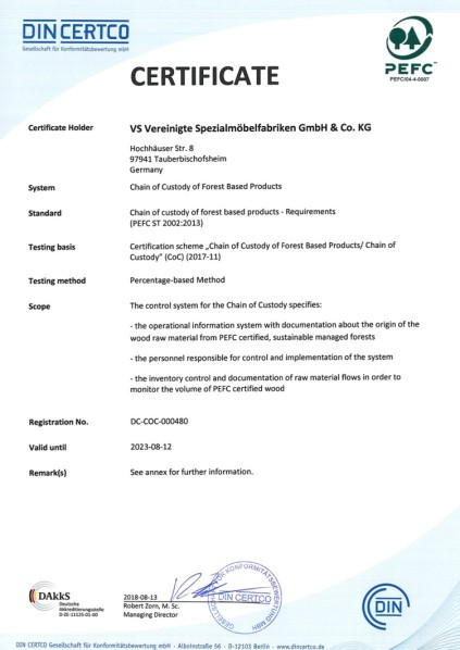 Certificate „Chain of Custody“